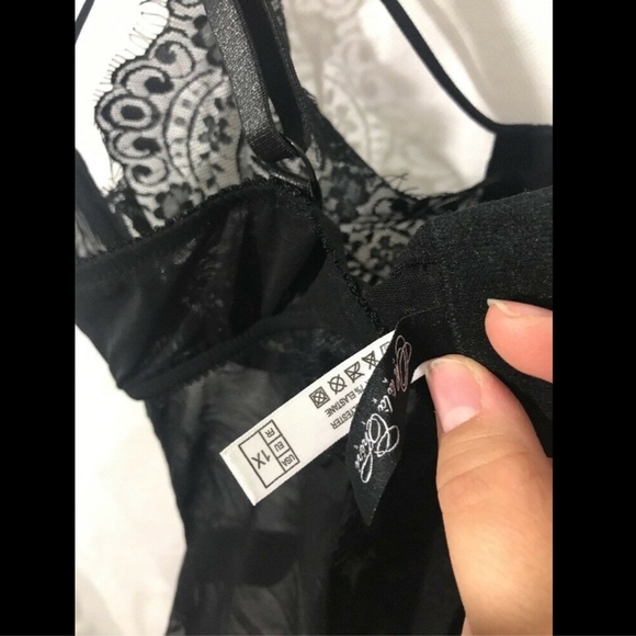 NEW Oh‎ La La Cheri Eyelash Curves Lace Teddy Bodysuit Black [Plus SZ 1X ] - Picture 8 of 8
